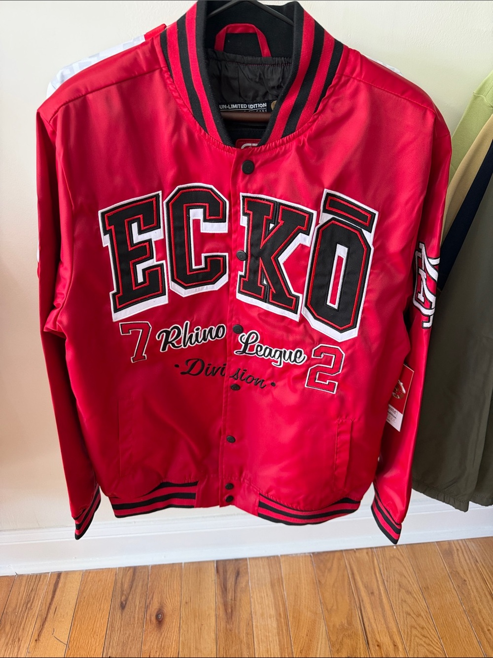 Ecko Unlimited Red bomber Letterman-Style Jacket